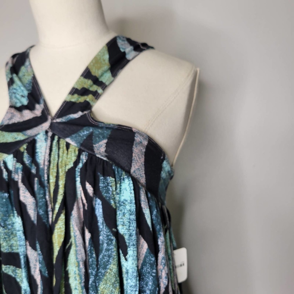 Free People Multicolor Zebra Print Halter Neck Tie Front Tank Top Women XS - Picture 3 of 8